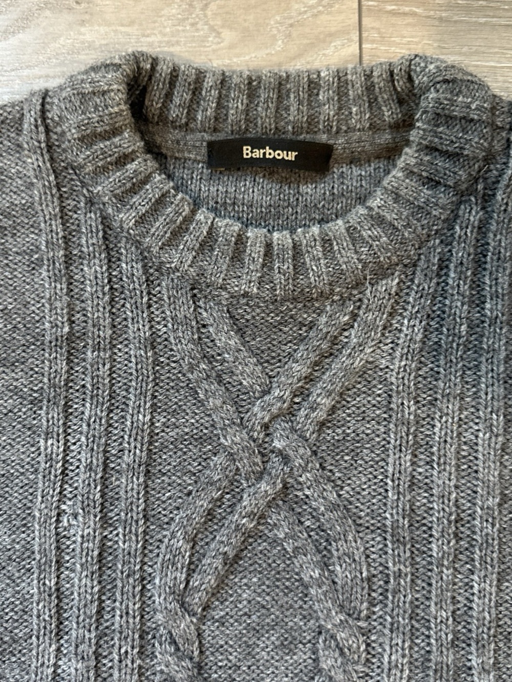 BARBOUR Men’s Size M Charcoal Grey Bedale Chunky Cable knit Sweater - Picture 3 of 11
